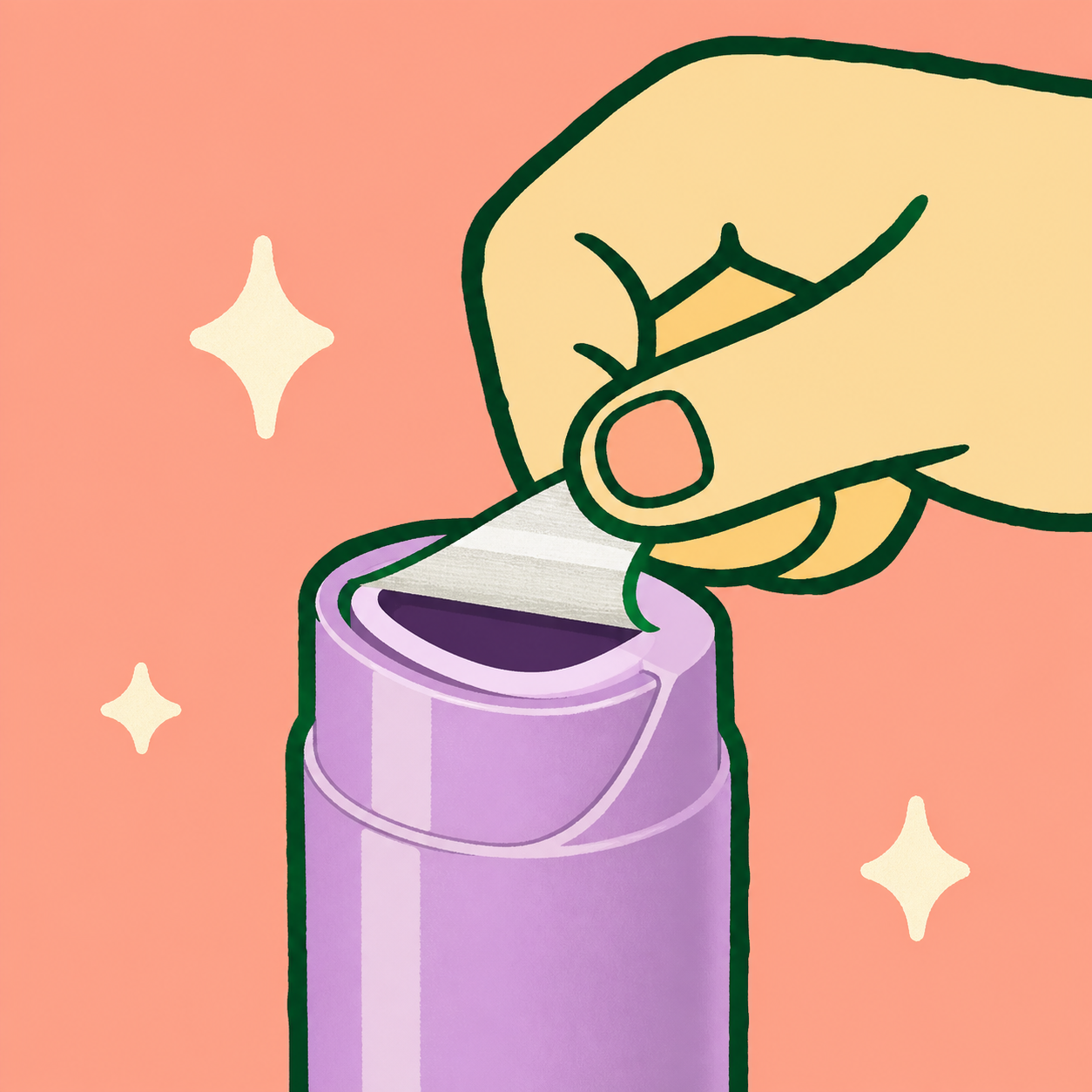 A hand peeling the protective seal from an @once coffee tube